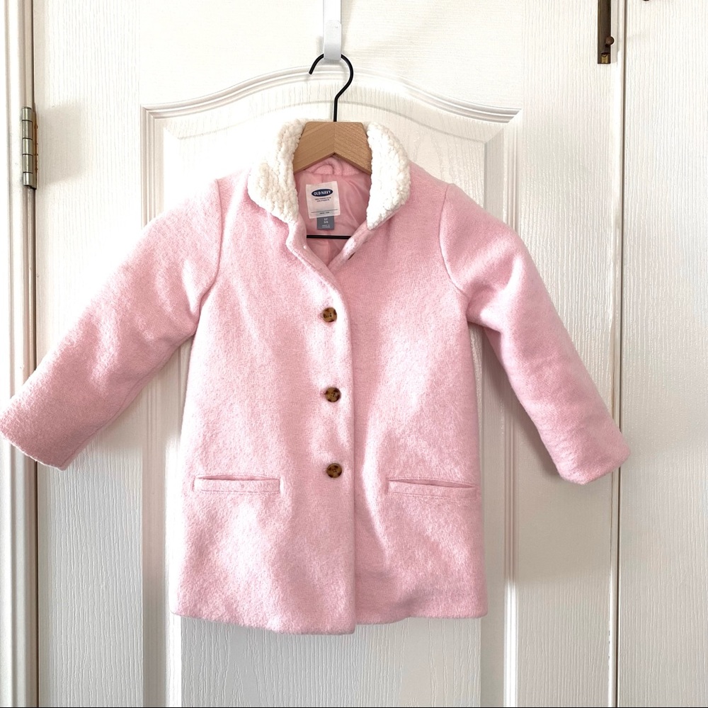 Old Navy toddler girls wool coat with sherpa collar
